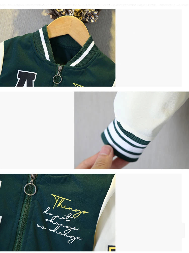 Spring and Autumn Kids' Jacket: Occidental-Style Striped Baseball Uniform for Boys and Girls (4-10 Years)
