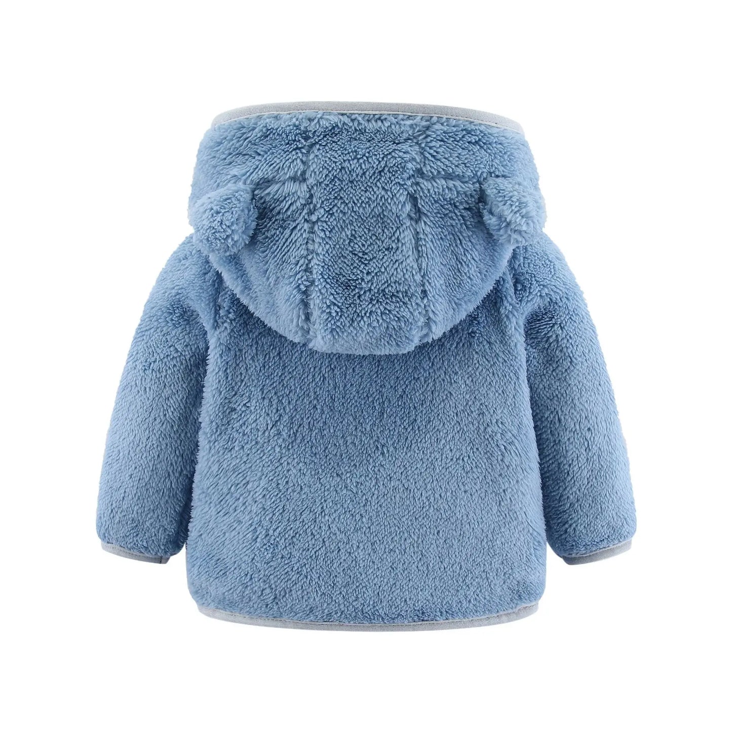 Adorable Spring and Autumn Fleece Coat for Children aged 0-3 years. Featuring cute bear ears and long sleeves.