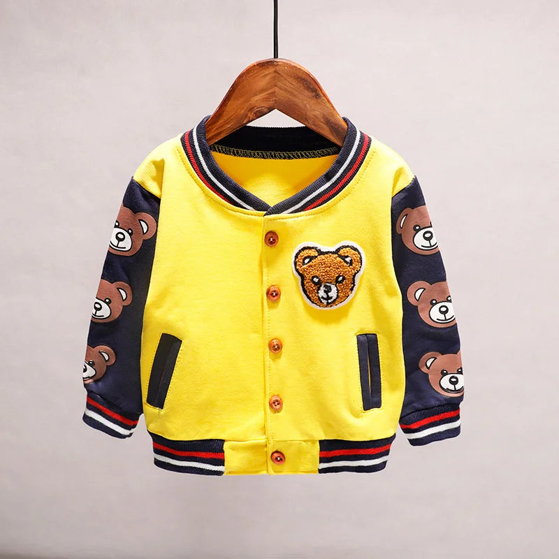 New Spring and Autumn Cotton Jacket for Toddlers: Stylish Cartoon Sportswear for Baby Girls and Boys (1-5 Years)