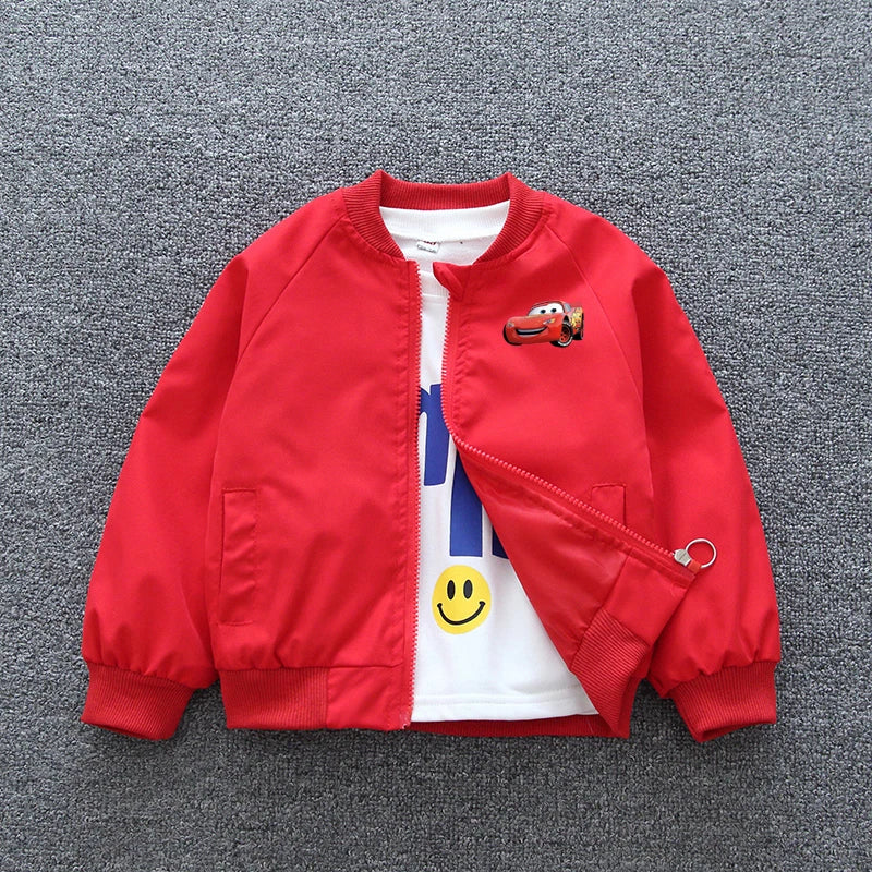 Autumn Kids Lightning McQueen Jacket: Cartoon Zippered Long-Sleeve Sport Coat for Boys and Girls (2-12 Years)