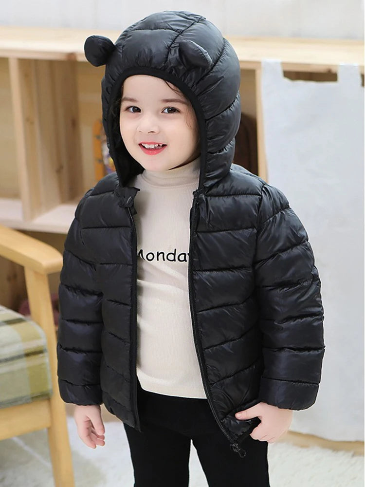 Lightweight Hooded Down Jacket for Boys and Girls – Warm Zippered Outerwear for Autumn and Winter (Ages 1-5)