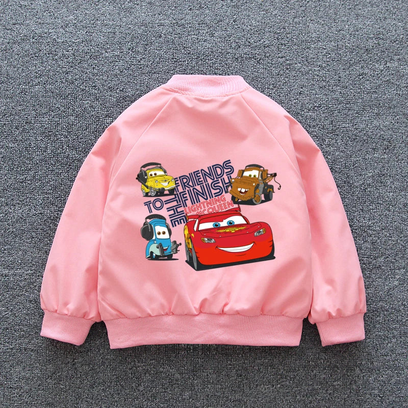 Autumn Kids Lightning McQueen Jacket: Cartoon Zippered Long-Sleeve Sport Coat for Boys and Girls (2-12 Years)