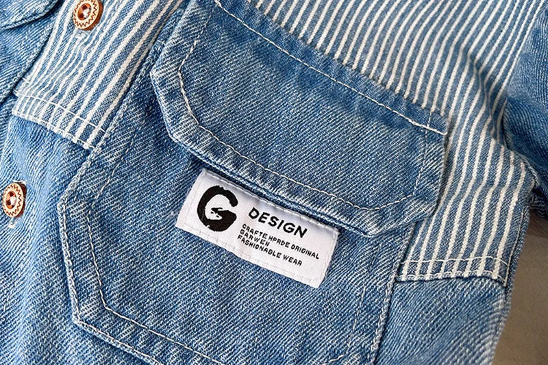 Boys' Denim Jacket | Fashionable Striped Jean Outerwear for Kids & Toddlers (9M-5Years)