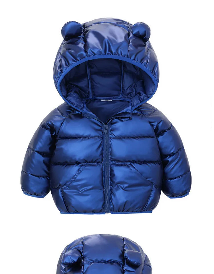 Autumn and Winter Hooded Jacket for Baby Boys and Girls: Adorable Ear Design, Windproof, and Padded for Extra Warmth