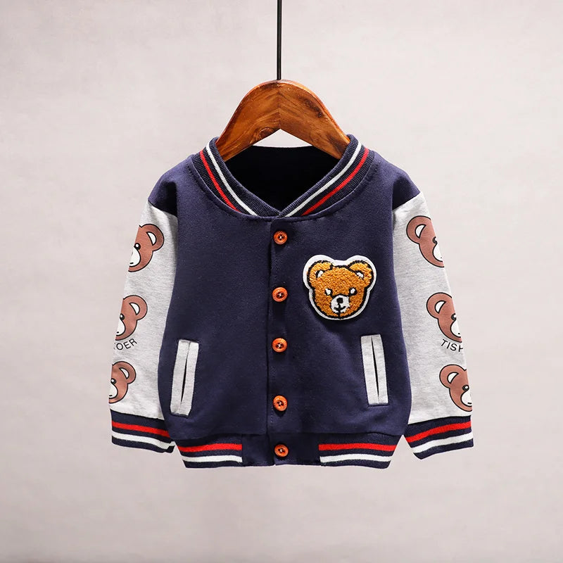 New Spring and Autumn Cotton Jacket for Toddlers: Stylish Cartoon Sportswear for Baby Girls and Boys (1-5 Years)
