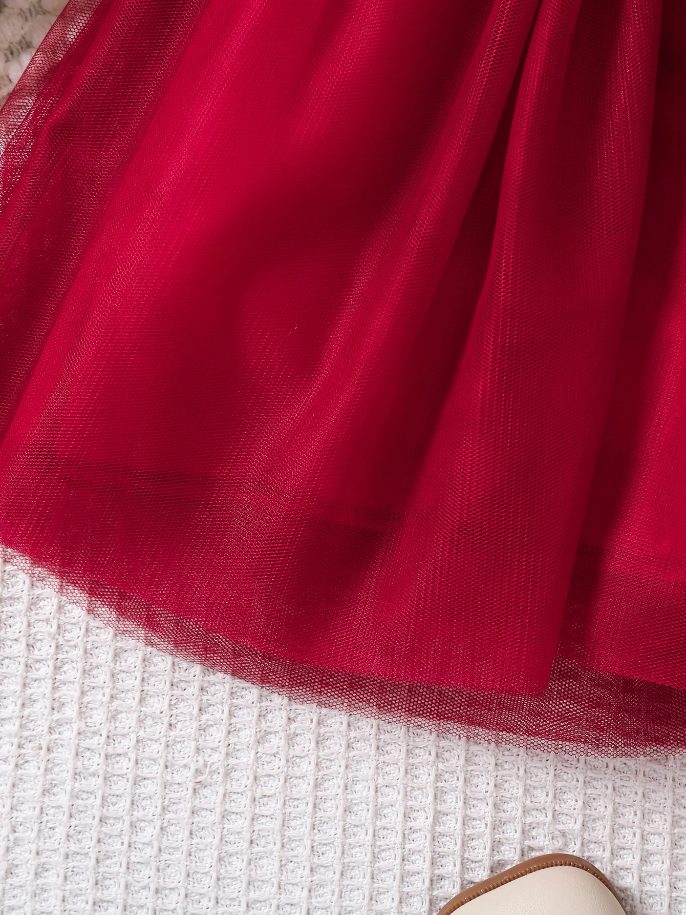 Red Velvet Party Dress - Princess Gown with Star Mesh  (1-8 Years)