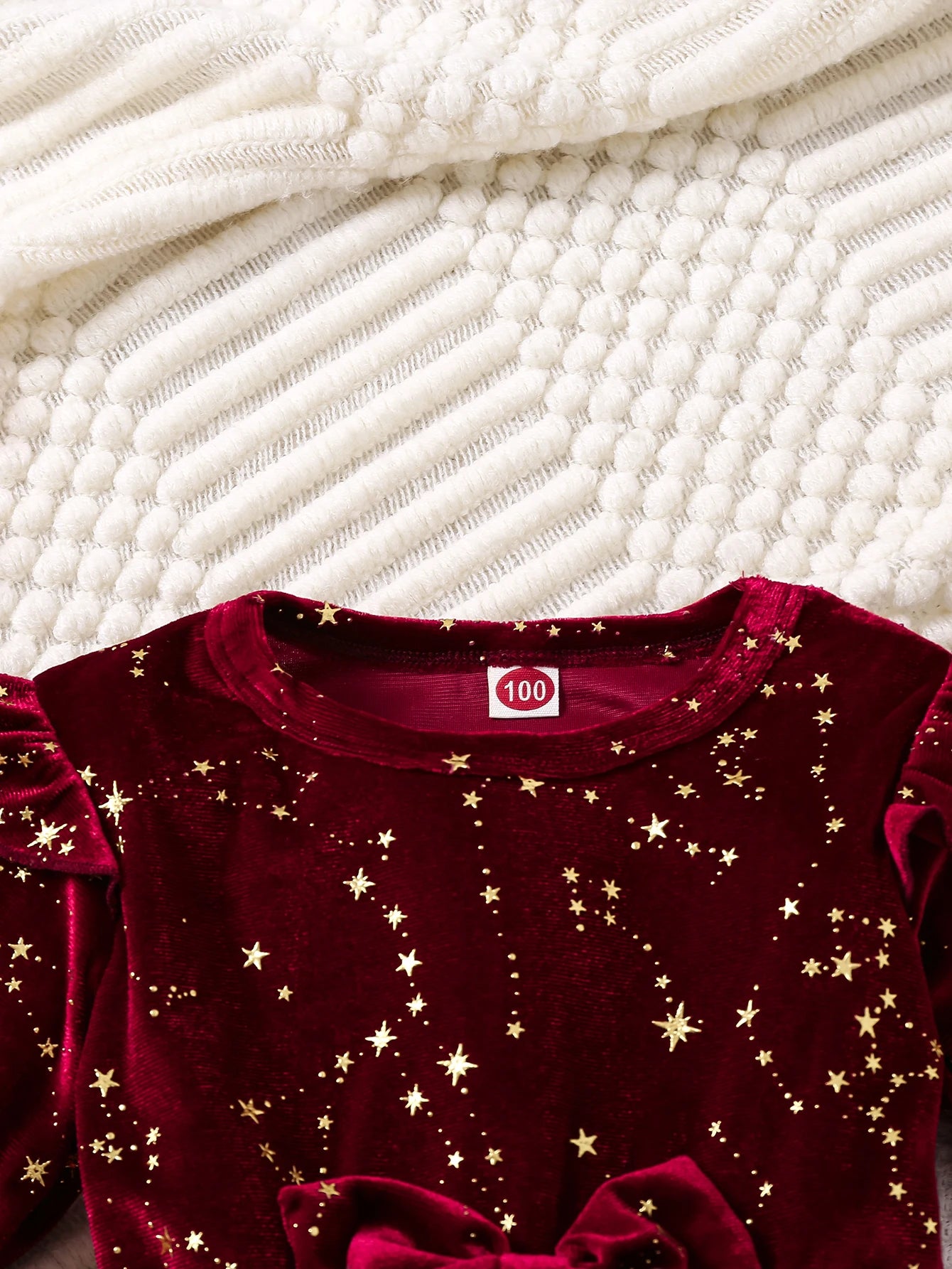 Red Velvet Party Dress - Princess Gown with Star Mesh  (1-8 Years)