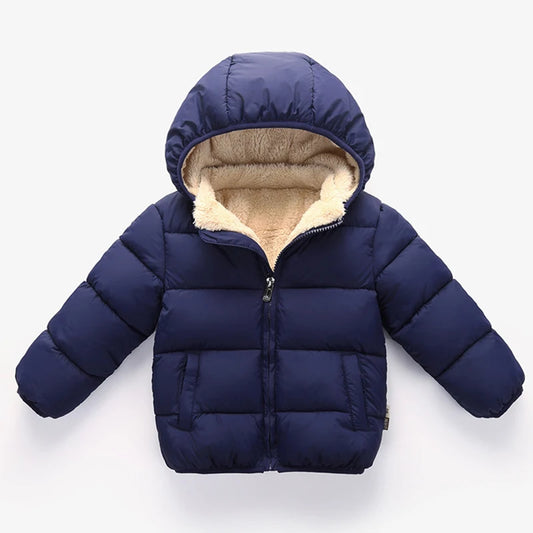 Winter Thick Jackets for Kids: Warm Plush Coats with Fur Hood for Boys and Girls (1-6 Years).