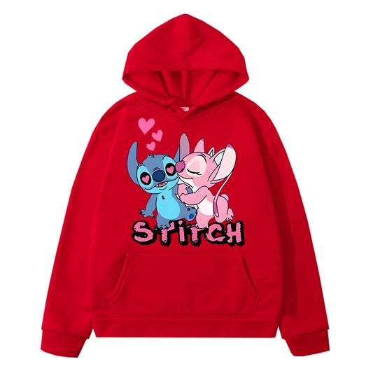 Disney Stitch Print Fleece Hoodie –Casual Pullover Sweatshirt for Boys & Girls