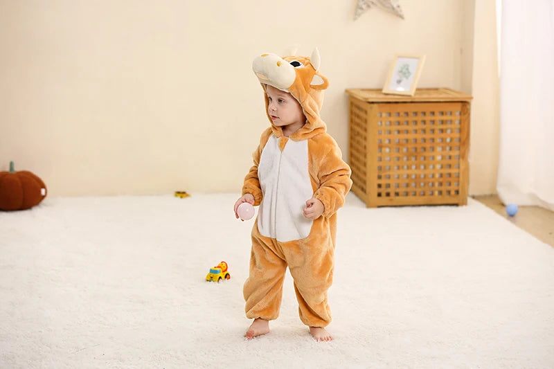 Winter Baby Rompers for Girls and Boys – Hooded Flannel Toddler Infant Overall Jumpsuit Costume (0M-1Years)