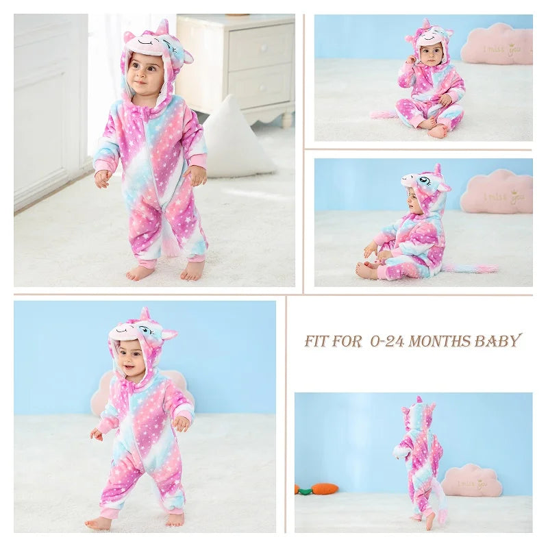 Winter Baby Rompers for Girls and Boys – Hooded Flannel Toddler Infant Overall Jumpsuit Costume (0M-1Years)