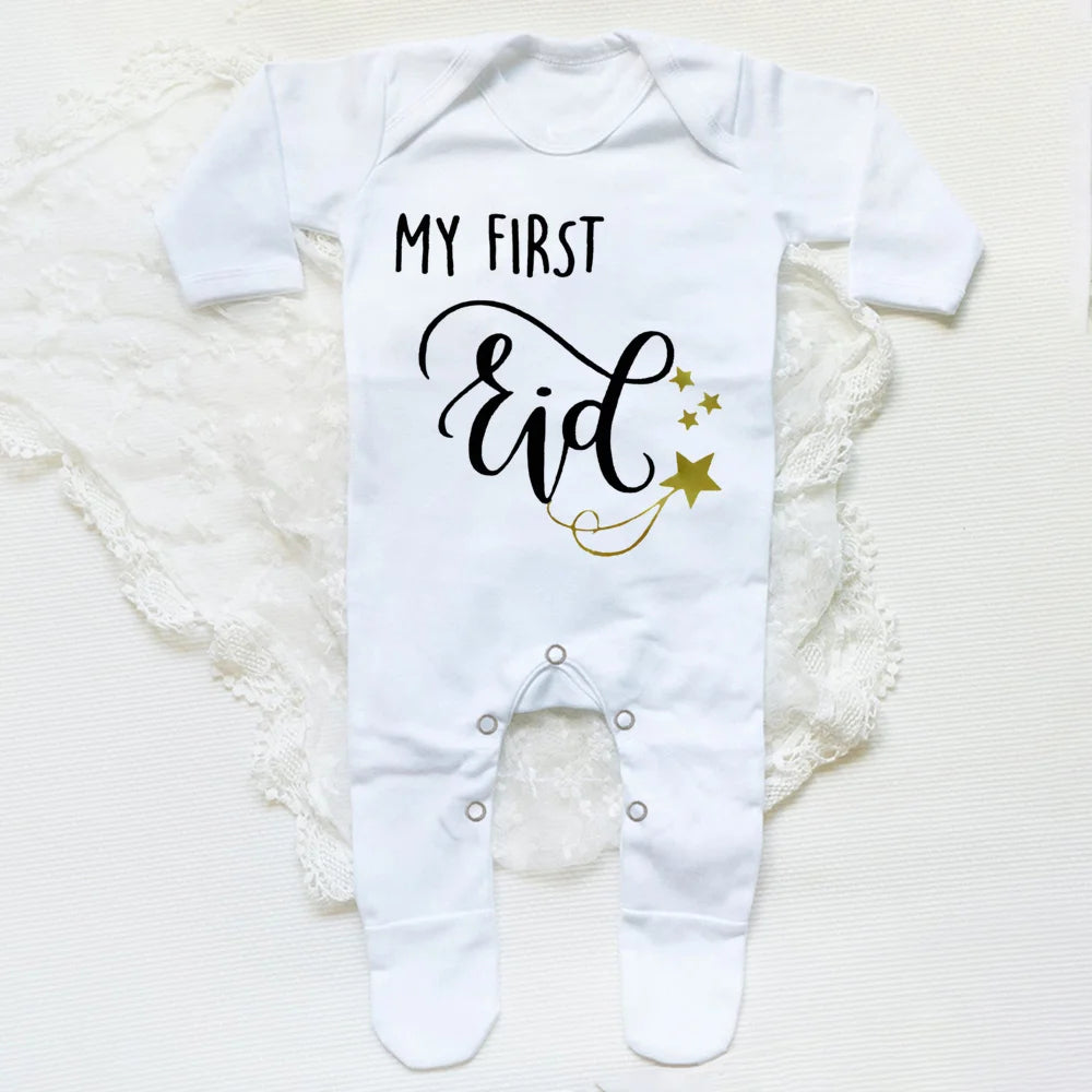 Newborn Baby Long Sleeve Romper 'My First Eid Ramadan'