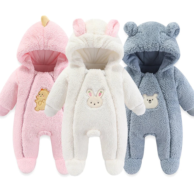Newborn Baby Winter Cartoon Jumpsuit| Soft Cotton Thicken Romper  for Boys & Girls (0-12 Months)
