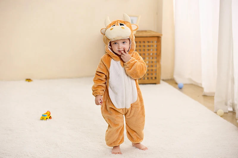 Winter Baby Rompers for Girls and Boys – Hooded Flannel Toddler Infant Overall Jumpsuit Costume (0M-1Years)