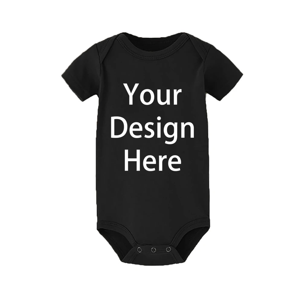 Personalized Baby Romper Custom Photo Name  Short Sleeve Crew Neck Jumpsuit