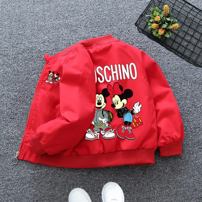 New Spring Kids' Windbreaker: Adorable Mickey, Minnie Mouse & Donald Duck Print Jacket for Boys and Girls (Ages 1-6).