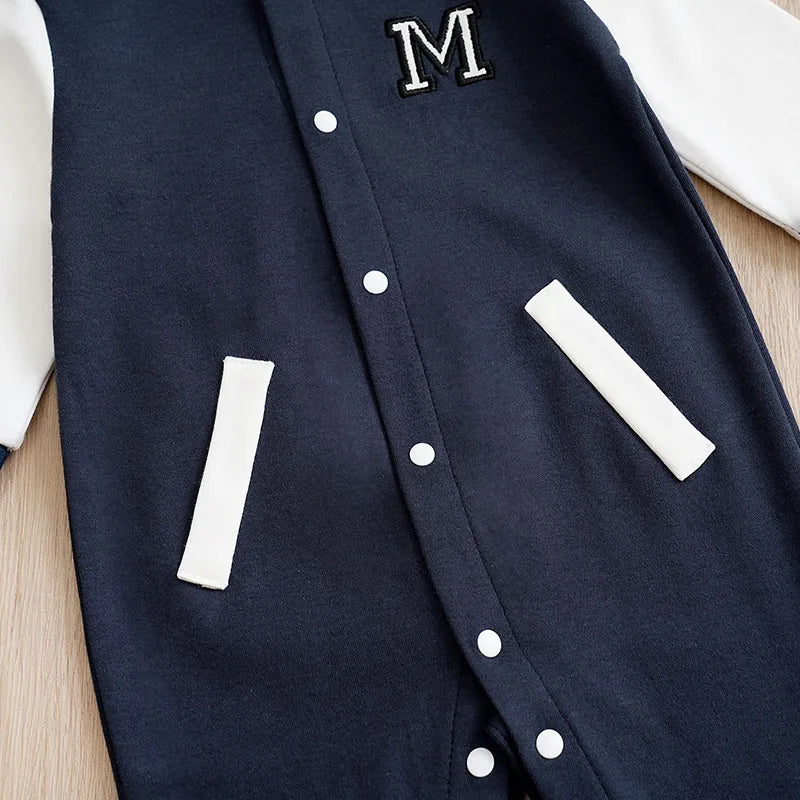 Newborn- Baby Boy & Girls Baseball Suit Cotton Long Sleeved Jumpsuit
