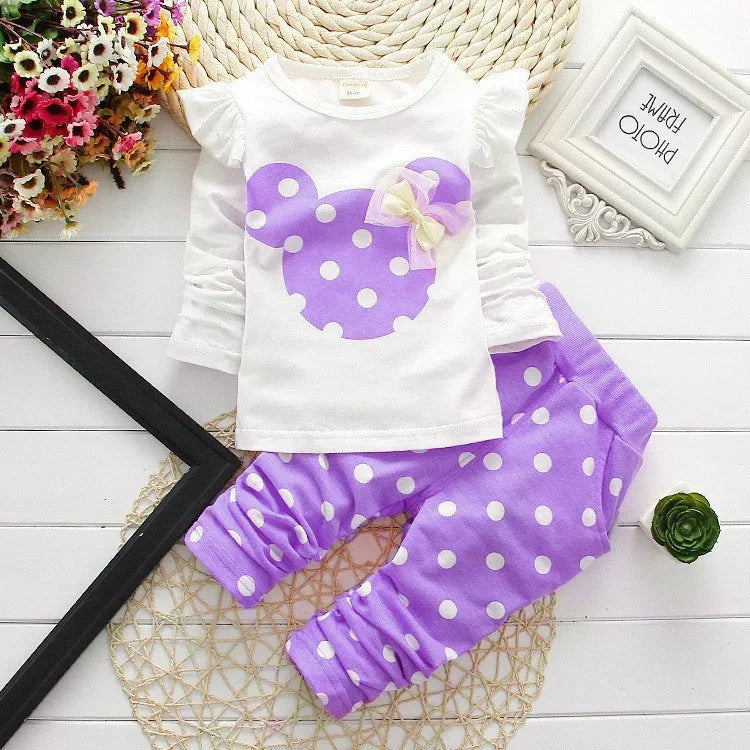Toddler Girl Cartoon Long Sleeve T-Shirt and Pants 2-Piece Baby Jacket Set (3M-3Years)