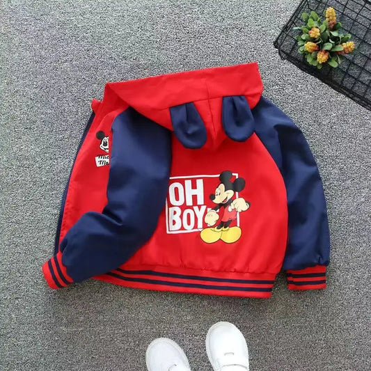 New Spring Kids' Windbreaker: Adorable Mickey, Minnie Mouse & Donald Duck Print Jacket for Boys and Girls (Ages 1-6).