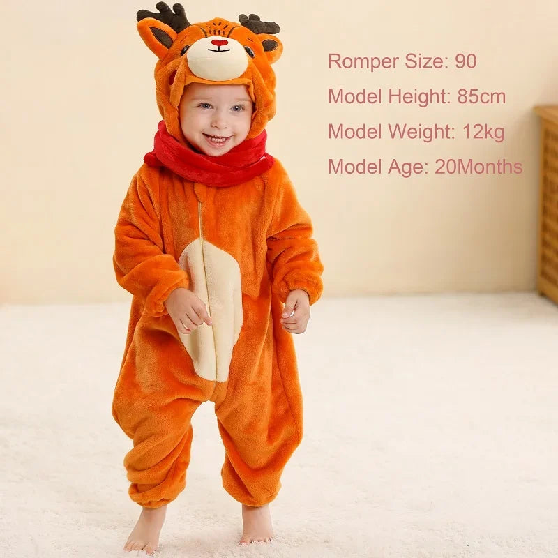 Winter Baby Rompers for Girls and Boys – Hooded Flannel Toddler Infant Overall Jumpsuit Costume (0M-1Years)