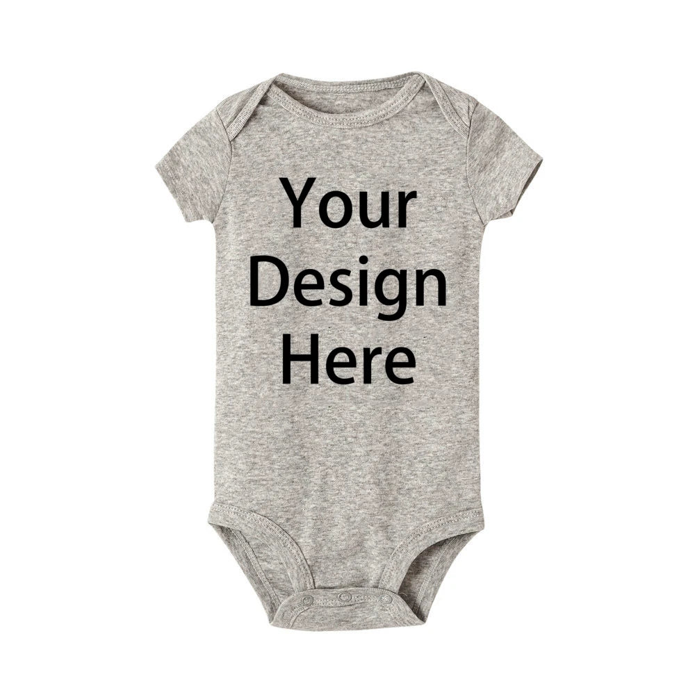 Personalized Baby Romper Custom Photo Name  Short Sleeve Crew Neck Jumpsuit