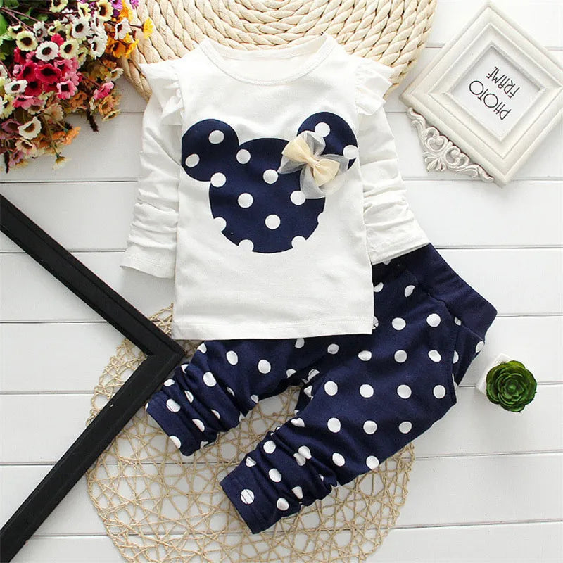 Toddler Girl Cartoon Long Sleeve T-Shirt and Pants 2-Piece Baby Jacket Set (3M-3Years)