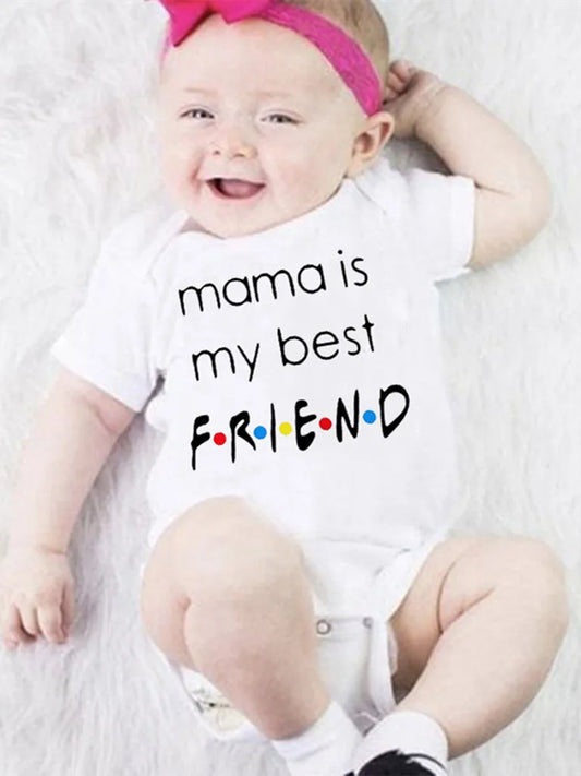 Newborn Baby Jumpsuit Girl Boy Clothes 'Mama Is My Best Friend Print'