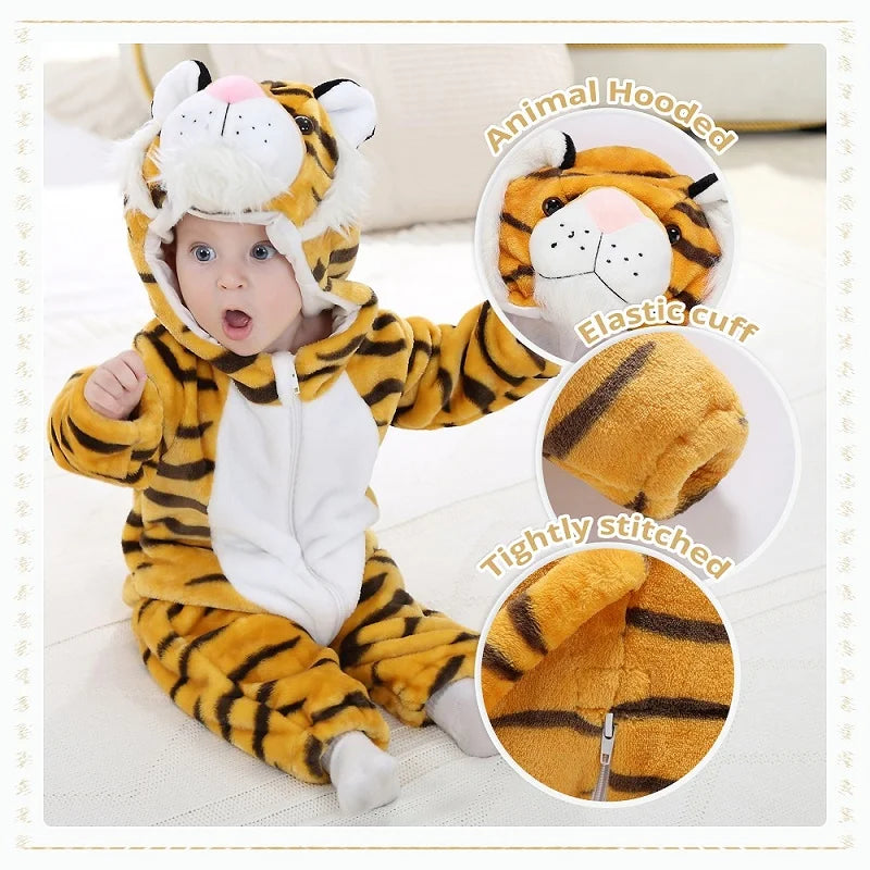 Winter Baby Rompers for Girls and Boys – Hooded Flannel Toddler Infant Overall Jumpsuit Costume (0M-1Years)