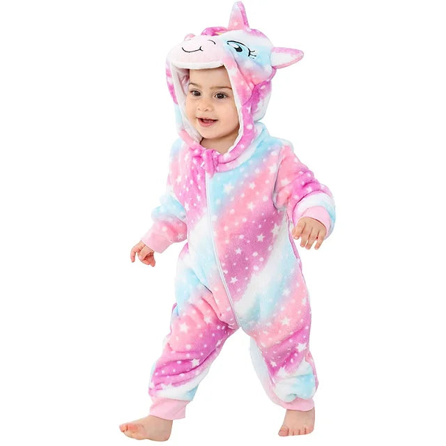 Winter Baby Rompers for Girls and Boys – Hooded Flannel Toddler Infant Overall Jumpsuit Costume (0M-1Years)