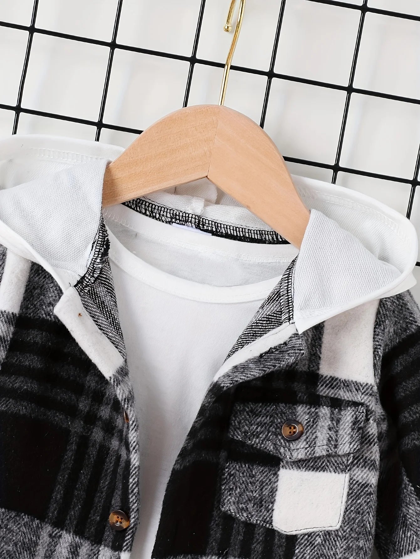 Autumn and Winter Plaid Jacket for Baby Boys: English-Style Hooded Coat with Pockets(6M-3 Years)