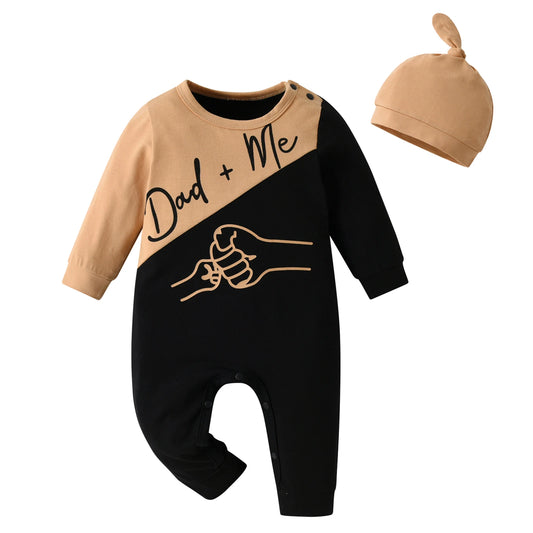 Newborn Baby Boy Rompers Thin Cotton Patchwork Long Sleeve with Hat