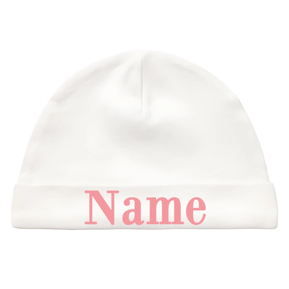 Personalize Baby Beanies Caps Newborn Hospital Hat Monogram Infant Cotton Windproof Hats Custom Name Headwear Baby Shower Gifts