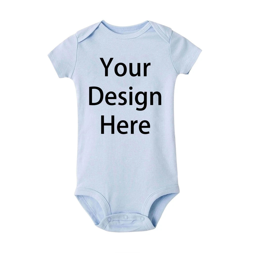 Personalized Baby Romper Custom Photo Name  Short Sleeve Crew Neck Jumpsuit