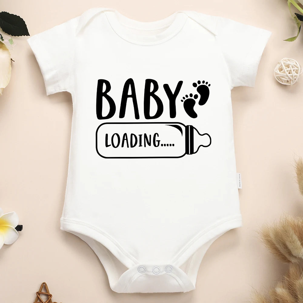 Pregnancy Announcement - Onesie Cotton Newborn Boy and Girl Romper 'Baby Loading'