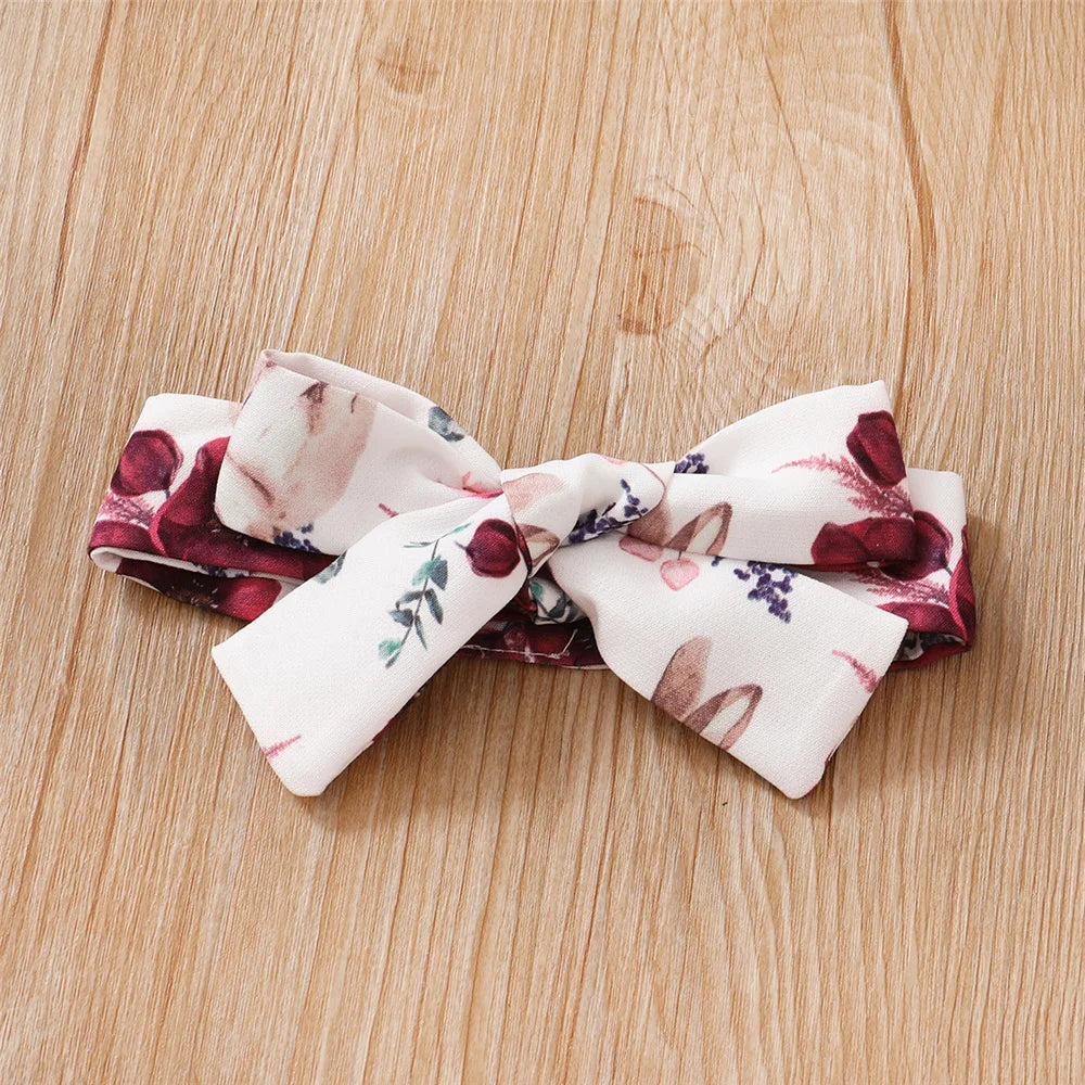 Newborn Baby Girl 3-Piece Outfit - Long Sleeve Romper, Floral Strap Pants, and Headband (0-24 Months) for Spring & Autumn