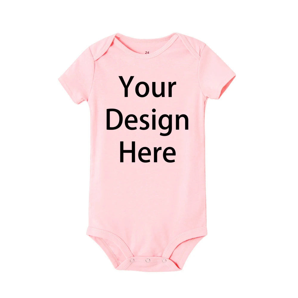 Personalized Baby Romper Custom Photo Name  Short Sleeve Crew Neck Jumpsuit