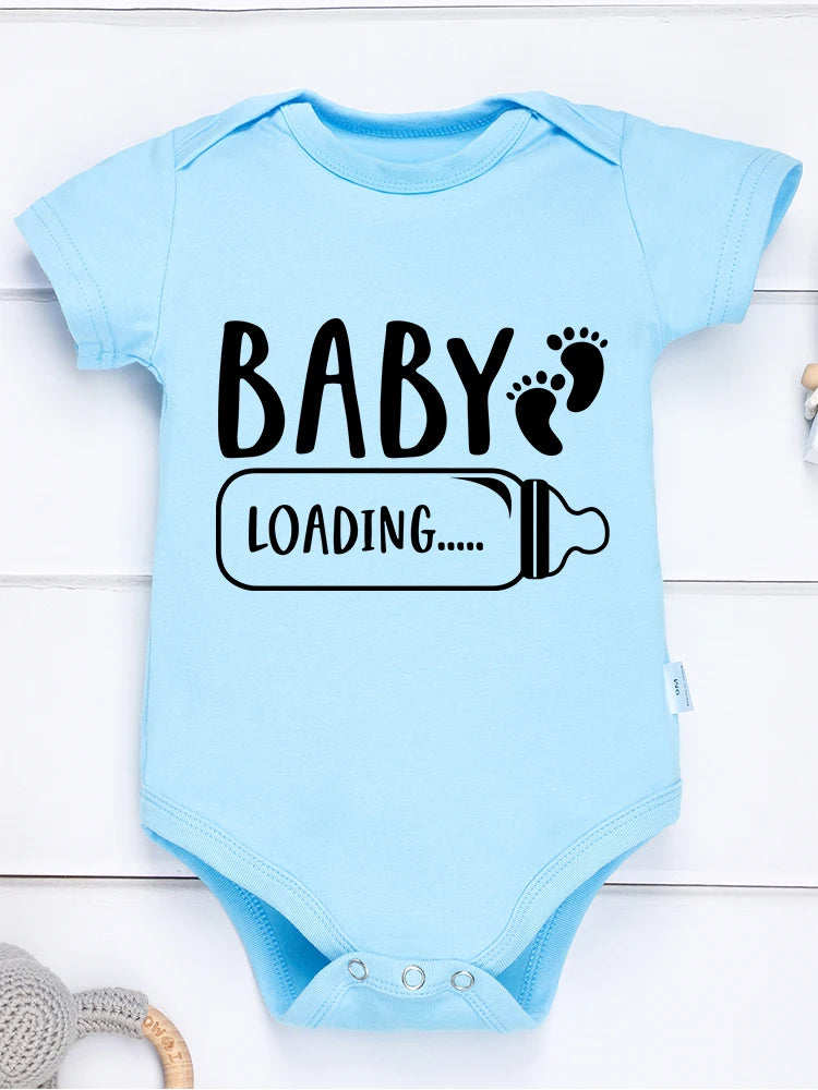 Pregnancy Announcement - Onesie Cotton Newborn Boy and Girl Romper 'Baby Loading'