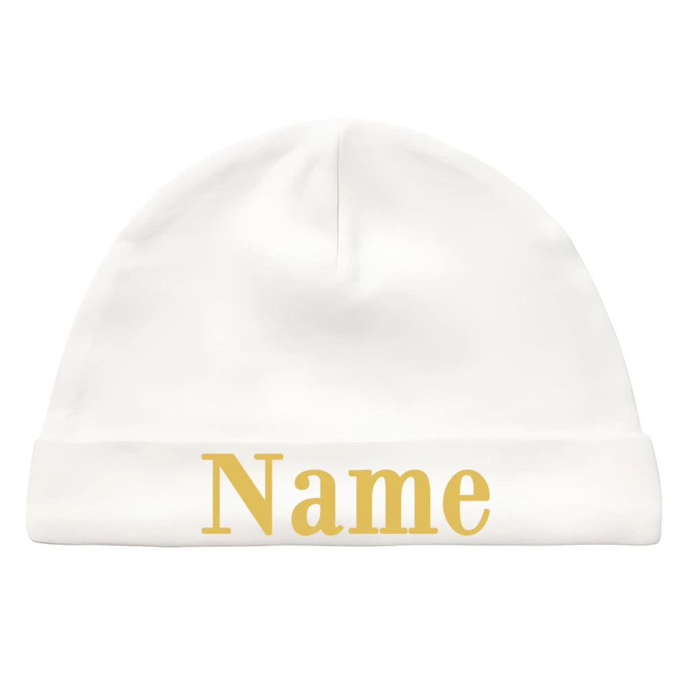 Personalize Baby Beanies Caps Newborn Hospital Hat Monogram Infant Cotton Windproof Hats Custom Name Headwear Baby Shower Gifts