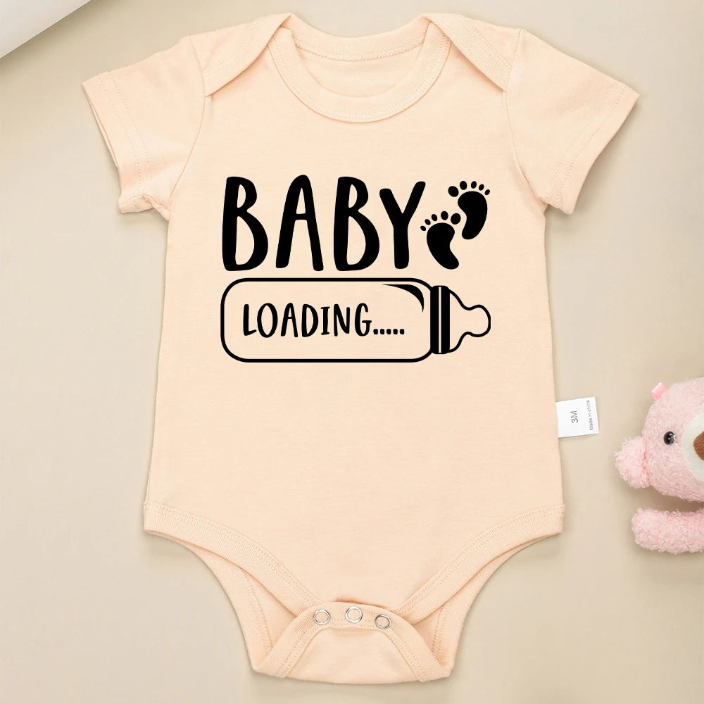 Pregnancy Announcement - Onesie Cotton Newborn Boy and Girl Romper 'Baby Loading'