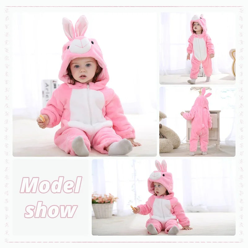 Winter Baby Rompers for Girls and Boys – Hooded Flannel Toddler Infant Overall Jumpsuit Costume (0M-1Years)