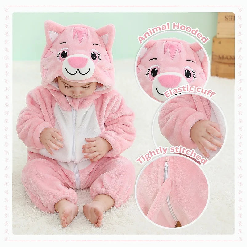 Winter Baby Rompers for Girls and Boys – Hooded Flannel Toddler Infant Overall Jumpsuit Costume (0M-1Years)