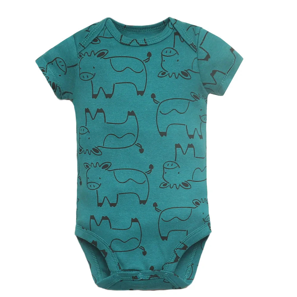 5PCS Baby Bodysuits Set – 100% Cotton Short Sleeve Newborn Clothes for Boys and Girls, Soft and Comfy Infant Outfit, Perfect Baby Shower Gift (6M-2Years)