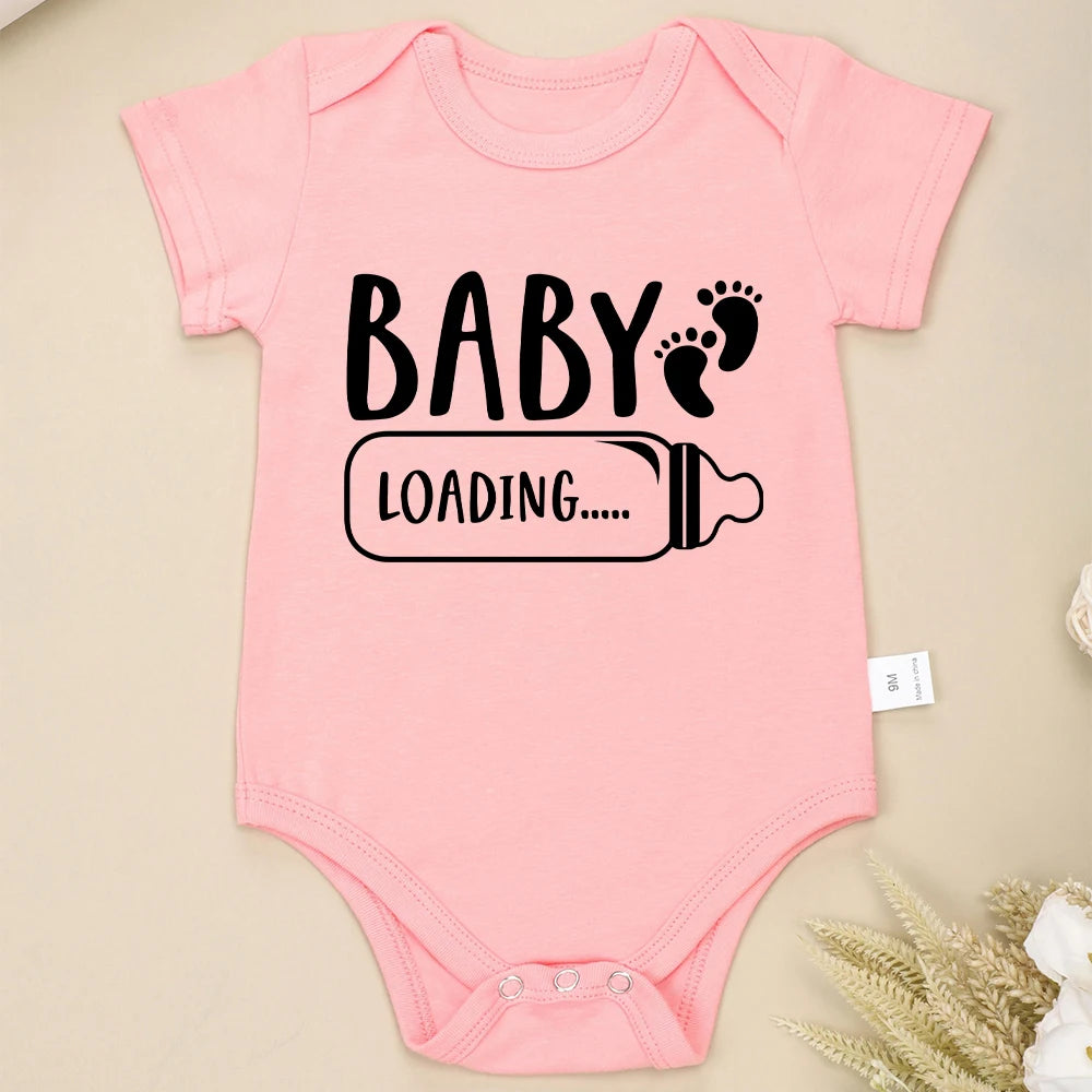 Pregnancy Announcement - Onesie Cotton Newborn Boy and Girl Romper 'Baby Loading'