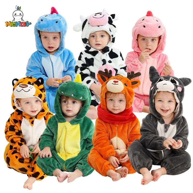 Winter Baby Rompers for Girls and Boys – Hooded Flannel Toddler Infant Overall Jumpsuit Costume (0M-1Years)