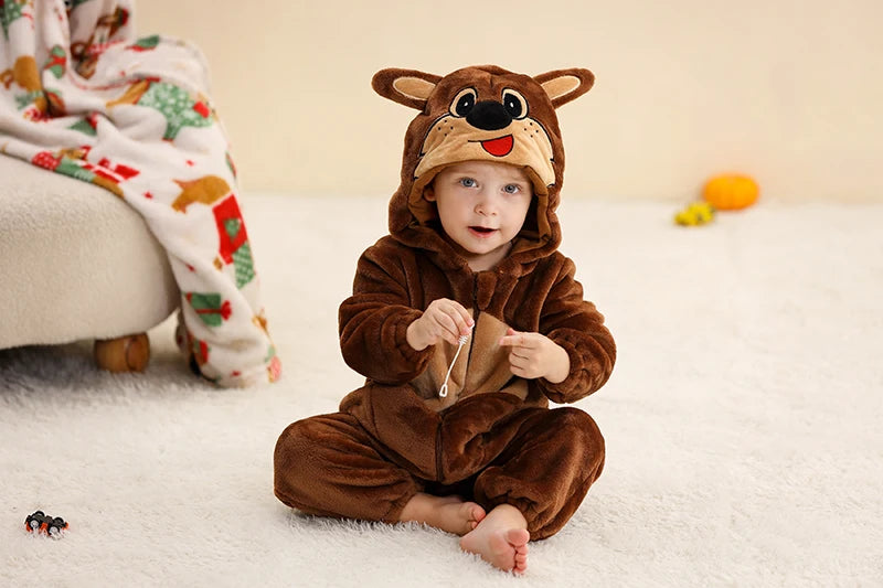 Winter Baby Rompers for Girls and Boys – Hooded Flannel Toddler Infant Overall Jumpsuit Costume (0M-1Years)