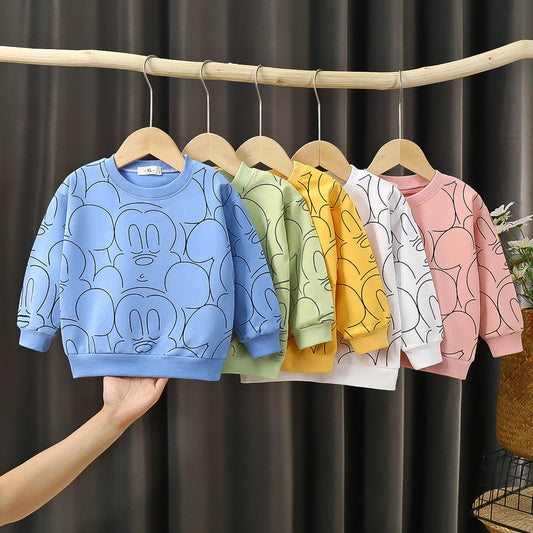 Disney Mickey Long Sleeve Sweatshirt – Fashionable Crewneck Pullover for Boys & Girls (0-3Years)