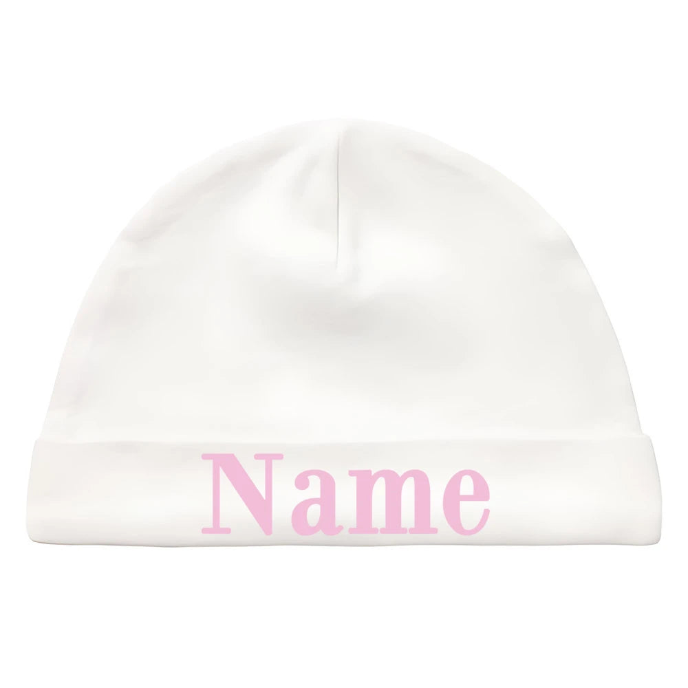 Personalize Baby Beanies Caps Newborn Hospital Hat Monogram Infant Cotton Windproof Hats Custom Name Headwear Baby Shower Gifts