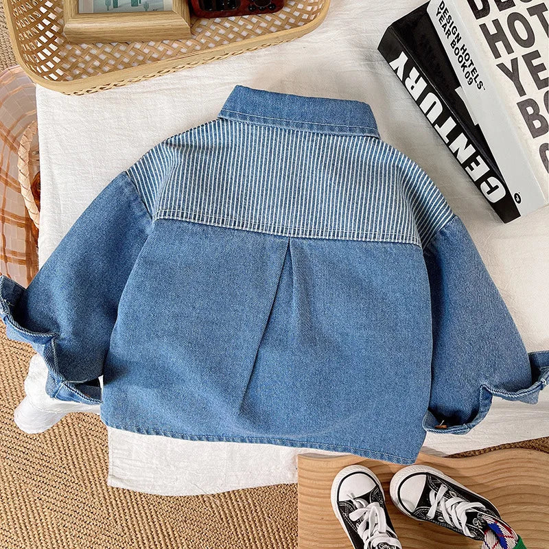 Boys' Denim Jacket | Fashionable Striped Jean Outerwear for Kids & Toddlers (9M-5Years)