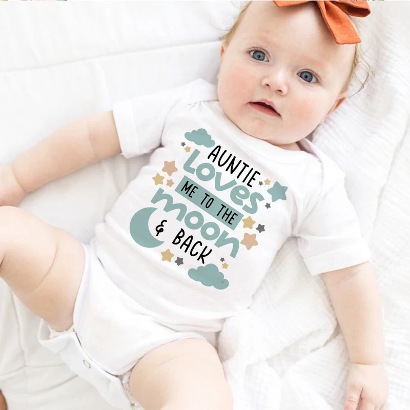 Newborn Bodysuits 'Auntie Loves Me To The Moon Back