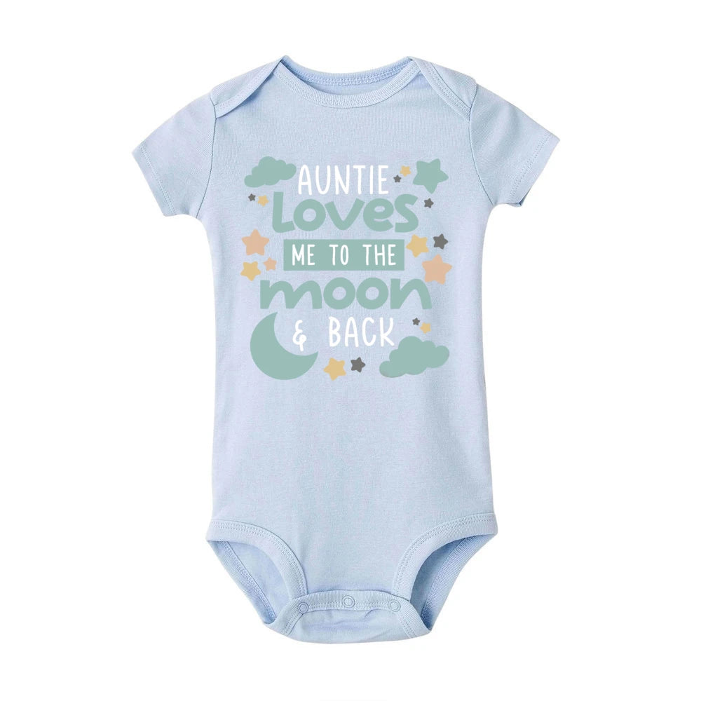 Newborn Bodysuits 'Auntie Loves Me To The Moon Back